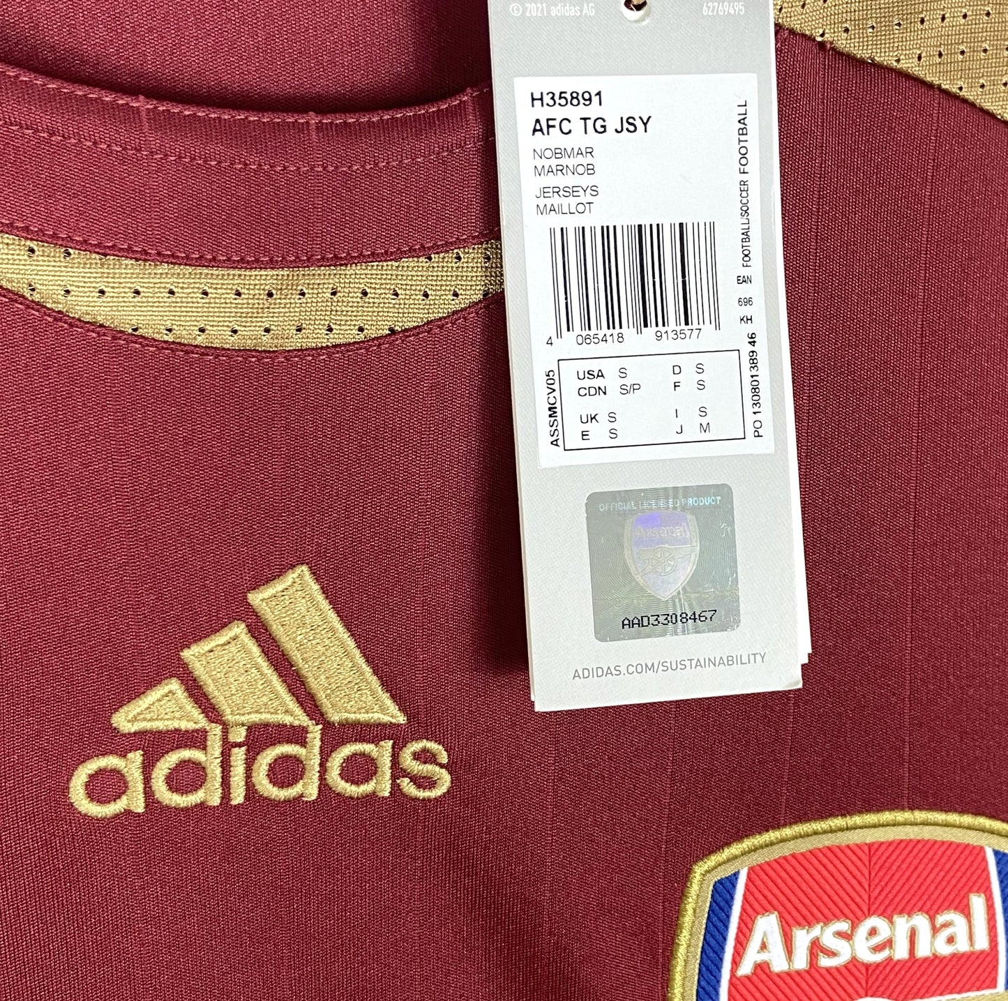 BNWT 2021 2022 Arsenal Adidas Teamgeist Football Training Shirt Men's Sizes