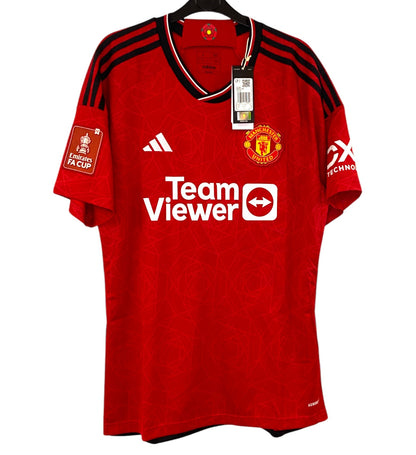 BNWT 2023 2024 Manchester United Adidas Home FA CUP Shirt MANIOO 37 Men's Large