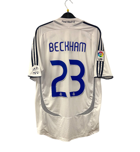 2006 2007 Real Madrid Adidas Home Football Shirt BECKHAM 23 Men's Medium